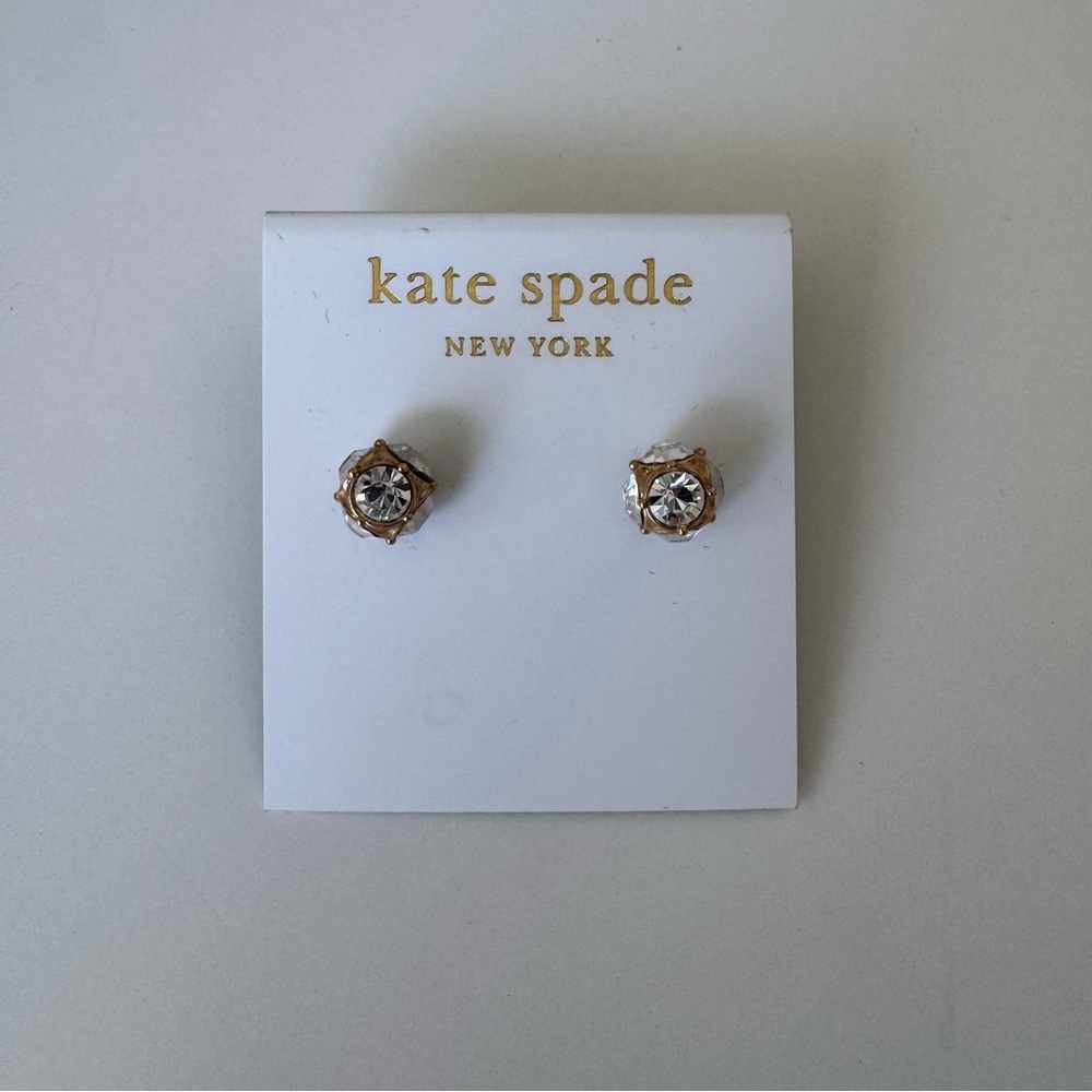 Kate Spade Gold-Tone Stud Earrings with Clear Backs